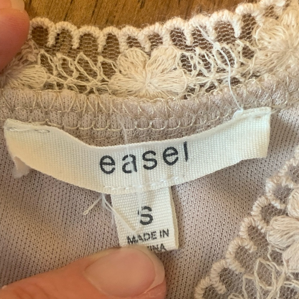Easel Dress Small Beige Lace Overlay Boho Croquette girl Lined Embroidered - Picture 2 of 12